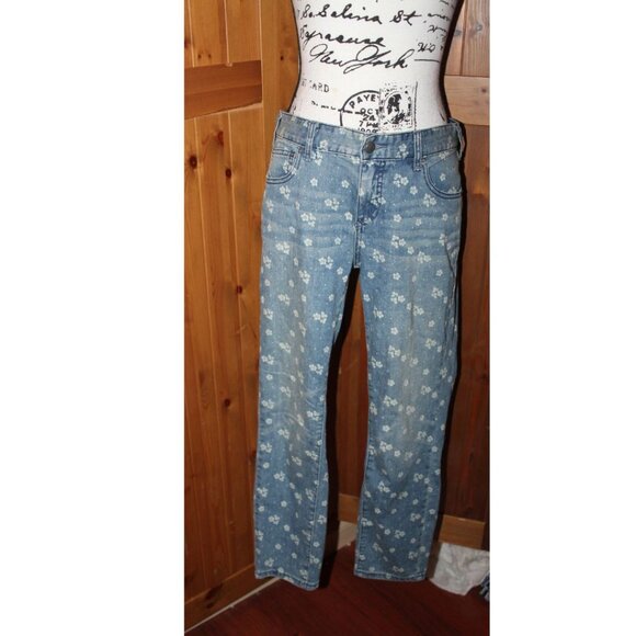 Free People Acid Wash Print Floral Low RIse Jeans Sz 31 - Picture 2 of 9